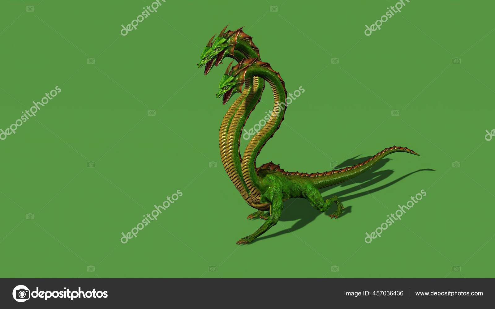 3dイラスト ヒドラ神秘的な水ヘビの轟音 緑の画面に隔離 ストック写真 C Vitanovski 3dイラスト ヒドラ神秘的な水ヘビの轟音 緑の画面に隔離 ストック写真 C Vitanovski