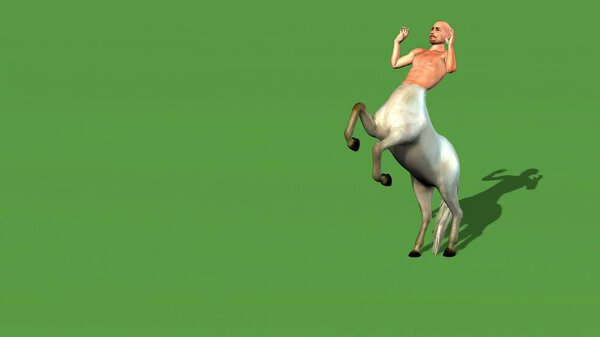 3D иллюстрация - мужчина кентавр наполовину лошадь наполовину человек изолирован на зеленом экране