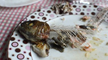 3 boyutlu illüstrasyon - Tabaktaki balık artıkları