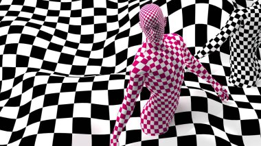  Siyah uçlu kırmızı kareli kişilerle işaretlenmiş bileşim