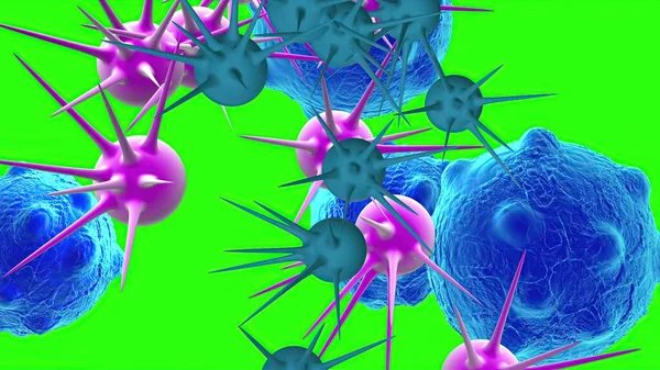 cancer cells with high details on green screen