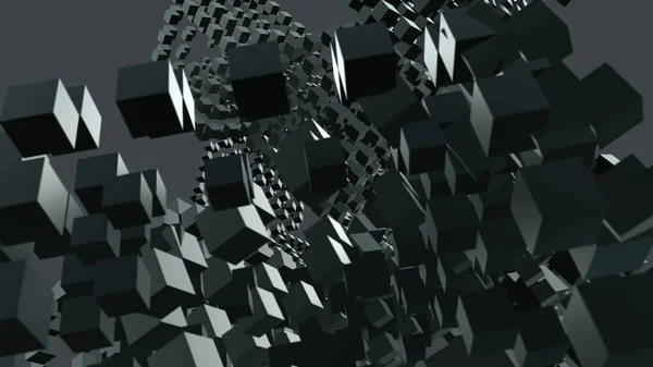 three-dimensional abstract cubes on gray background