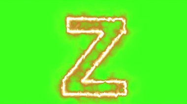 sıcak yanan mektup yeşil ekranda 