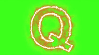 sıcak yanan mektup yeşil ekranda 