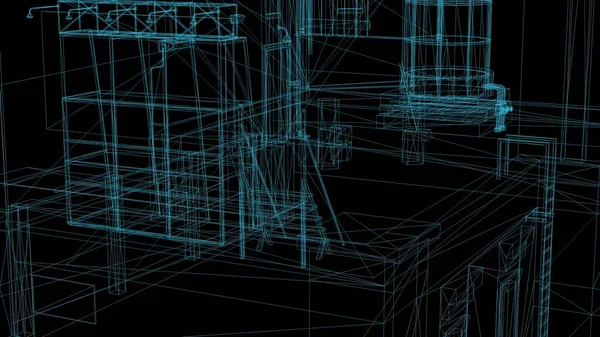 Görüntüleme Endüstriyel Yapının Kablo Çerçeve Modeli — Stok fotoğraf