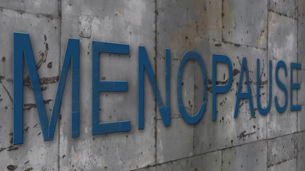 Primer Plano Disparos Pared Metálica Con Palabra Menopausia — Foto de Stock