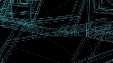 3D görüntüleme - endüstriyel yapının kablo çerçeve modeli
