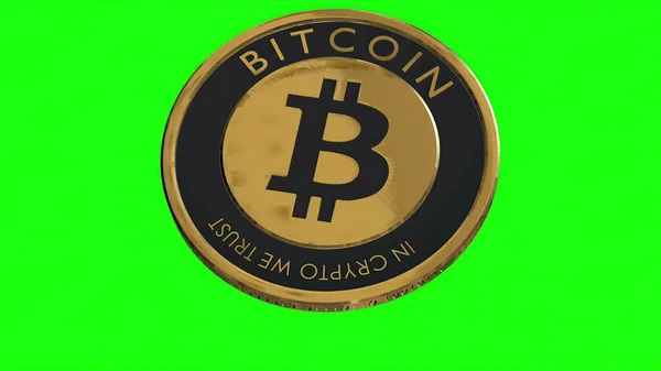 Bitcoin Btc New Virtual Internet Cryptocurrency Green Scree — Stock Photo, Image