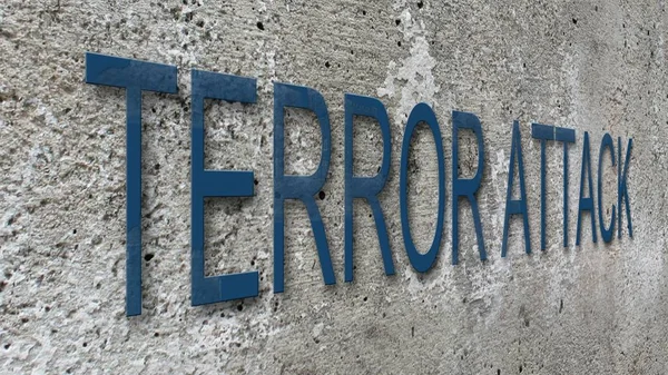Zblízka Fotografování Zdi Slovo Teroristický Útok — Stock fotografie