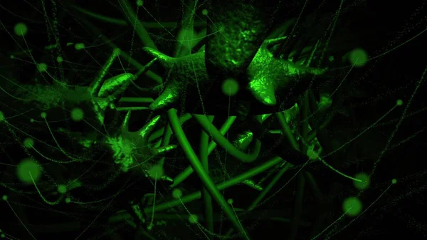 脳内を飛行する ニューロンと神経系の概念 — ストック写真