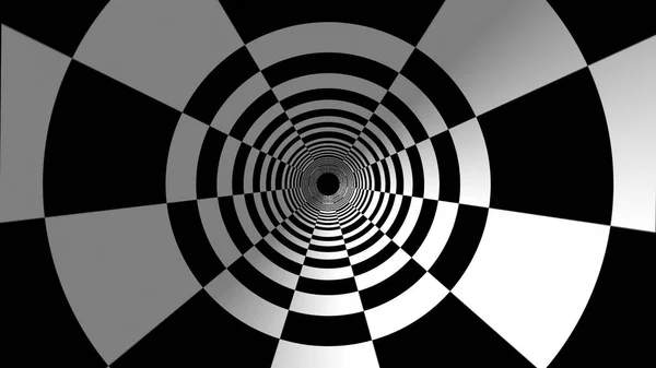 白と黒の四角形の催眠トンネル — ストック写真