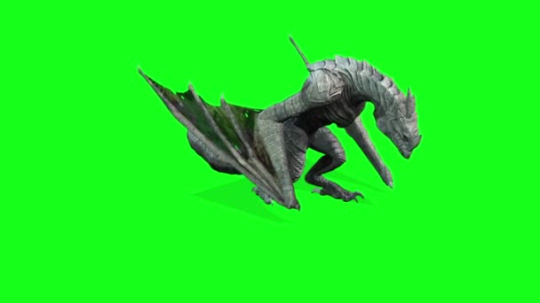 Animación Dragón Caminando Pantalla Verde — Vídeos de Stock