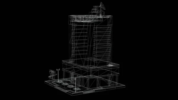 Abstrakcyjne Tło Architektury Plan Budynku Drut Modelu Ramy Buildin — Zdjęcie stockowe