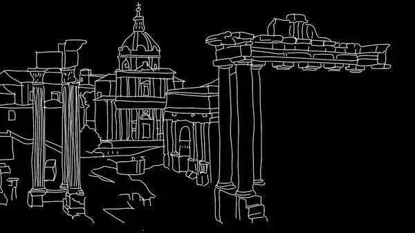 Roma City Outline Animation Handgezeichnete Skizze — Stockfoto