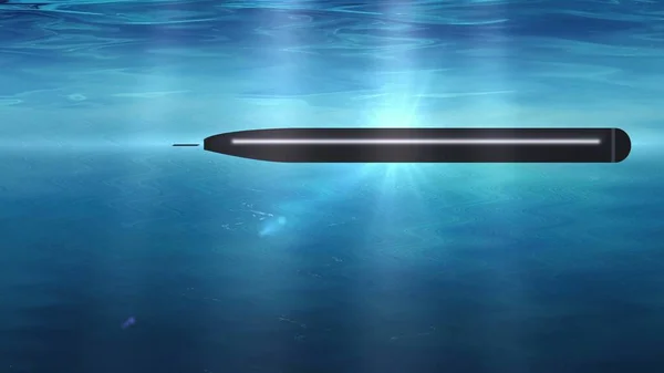 Illustration Von Torpedo Seitenansicht Torpedo Von Einem Boot Abgeschossen — Stockfoto
