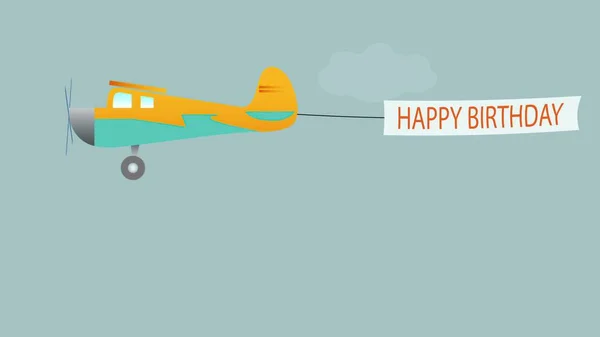 Plane Flies Long Banners Happy Birthday Tex — Stock Photo, Image