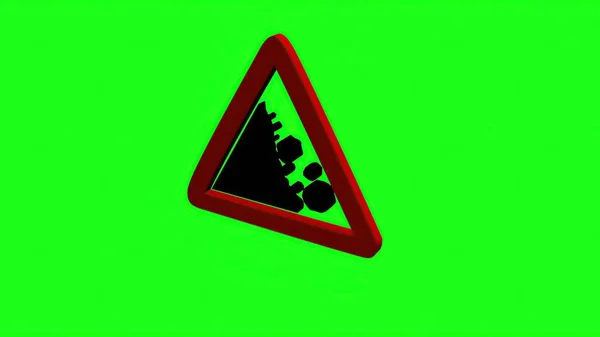 Ілюстрація Попереджувальний Знак Падає Камінь Зелений Шрифт — стокове фото