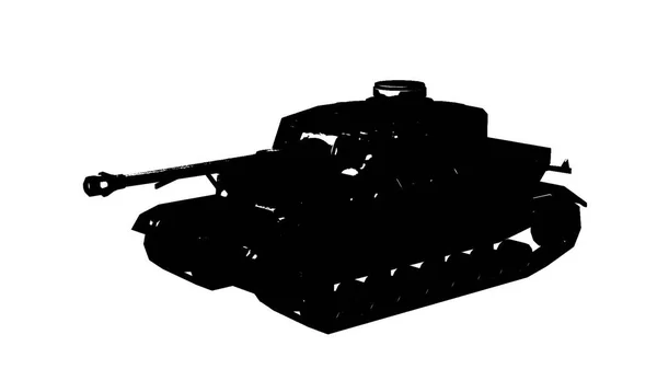2D插图 军用坦克在白色背景下开火 — 图库照片