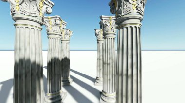 3D illüstrasyon - Klasik beyaz Yunan tarzı sütunlar