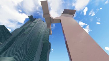 3D illüstrasyon - Soyut Mimarlık. Organik mimari kavramı.