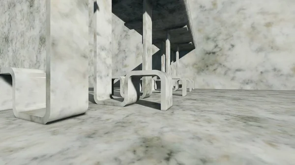 3D插图 空的抽象大理石房间内部 — 图库照片
