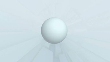 3D illüstrasyon - Beyaz küp tünel ve top boyunca yakınlaştırma