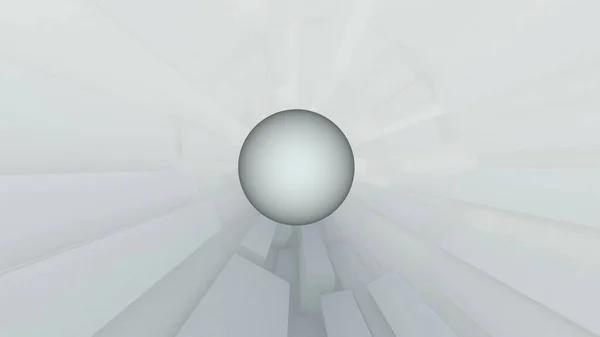 Illustration Zooming White Cube Tunnel Ball — Stock Photo, Image