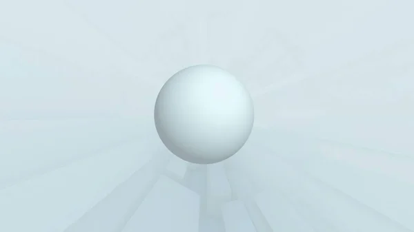 Illustration Zooming White Cube Tunnel Ball — Stock Photo, Image