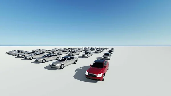 Illustration Hundreds Cars One — Stock Photo, Image