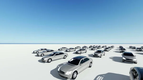 Illustration Von Hunderten Autos Ein — Stockfoto