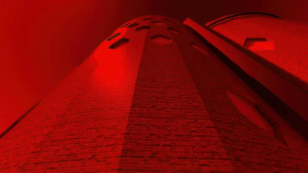 赤の企業ビルの3Dイラスト — ストック写真