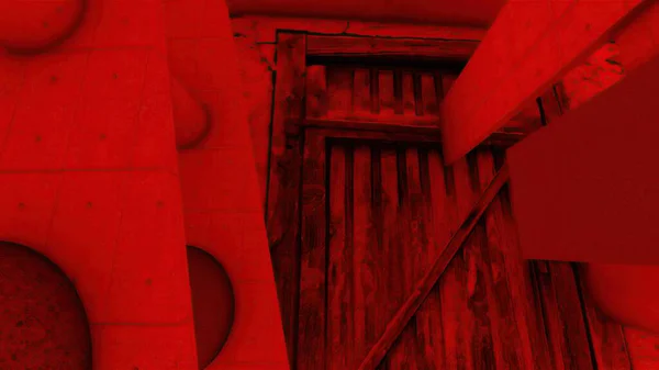 3Dイラスト 赤で抽象的なコンクリート形状 — ストック写真
