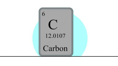 3 boyutlu illüstrasyon, karbon. Mendeleev sisteminin periyodik tablosunun ögesi.
