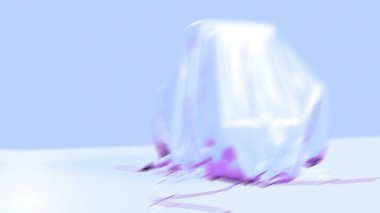 3D illüstrasyon - mavi kumaşın aşağıya düşmesi ve gizemli nesneyi örtmek 