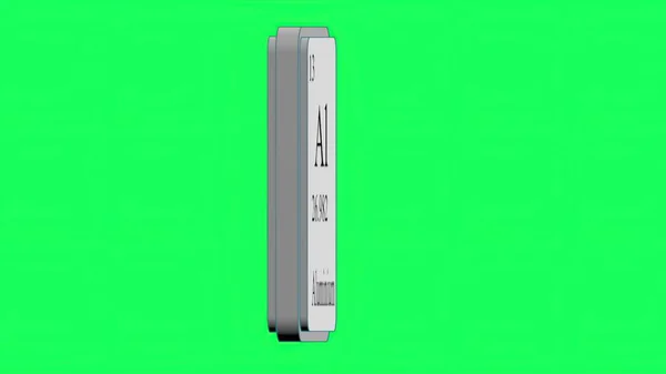 Ілюстрація Aluminium Елемент Періодичної Таблиці Менделєєвської Системи Зеленому Екрані — стокове фото