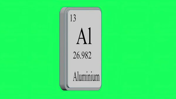 Ilustracja Aluminium Element Układu Okresowego Systemu Mendelejewa Zielonym Ekranie — Zdjęcie stockowe