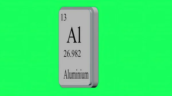 Ilustracja Aluminium Element Układu Okresowego Systemu Mendelejewa Zielonym Ekranie — Zdjęcie stockowe