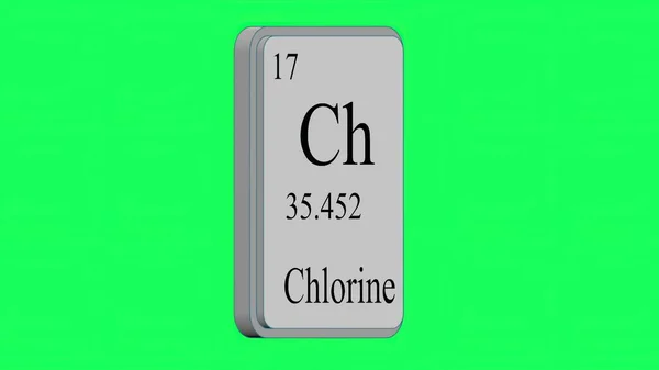 Ilustracja Chlor Element Układu Okresowego Systemu Mendelejewa Zielonym Ekranie — Zdjęcie stockowe