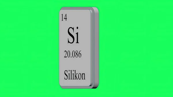 Ilustração Silikon Elemento Tabela Periódica Sistema Mendeleev Tela Verde — Fotografia de Stock