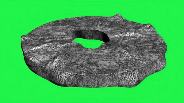 Иллюстрация Каменного Колеса Изолированного Зеленом Экране — стоковое фото