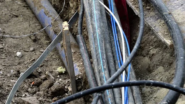 Cables Eléctricos Instalados Suelo —  Fotos de Stock