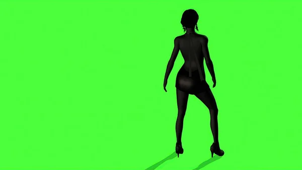 Ilustrace Elegantní Tanečnice Zelené Obrazovce — Stock fotografie