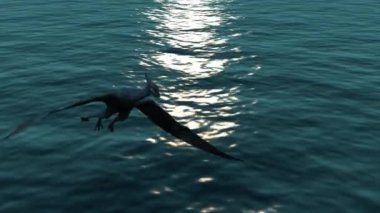 Üzerinde uçan Pterodactyl 'in 3D animasyonu 