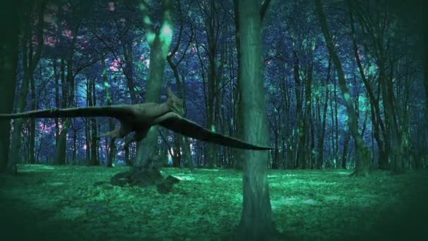 Ormanda Uçan Pterodactyl Animasyonu — Stok video