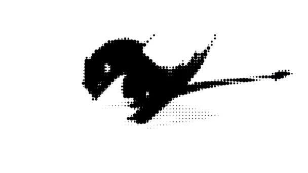 アニメ シルエットのドラゴンハーフトーンエフェクトで白い画面を歩く — ストック動画