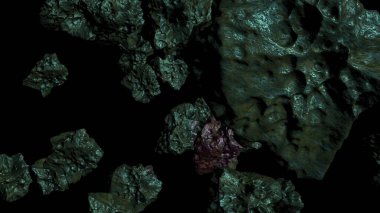 3d illüstrasyon - Yüksek Ayrıntılı Dönen Göktaşı 