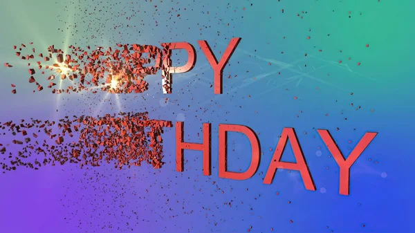 Ilustração Palavra Feliz Aniversário Explodir Com Clarões Ópticos — Fotografia de Stock