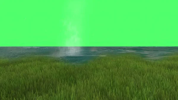 Illustratie Water Blast Explosie Groen Scherm — Stockfoto