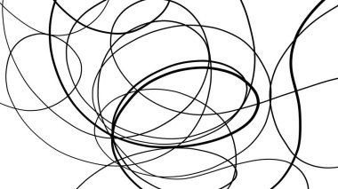 3D illüstrasyon - Siyah Dalgalı Çizgiler Siyah ve Beyaz Arkaplan