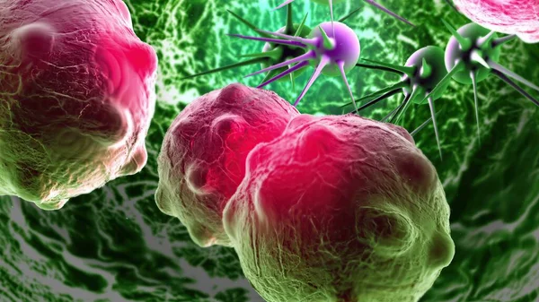 Ilustração Células Cancerígenas Com Detalhes Elevados — Fotografia de Stock
